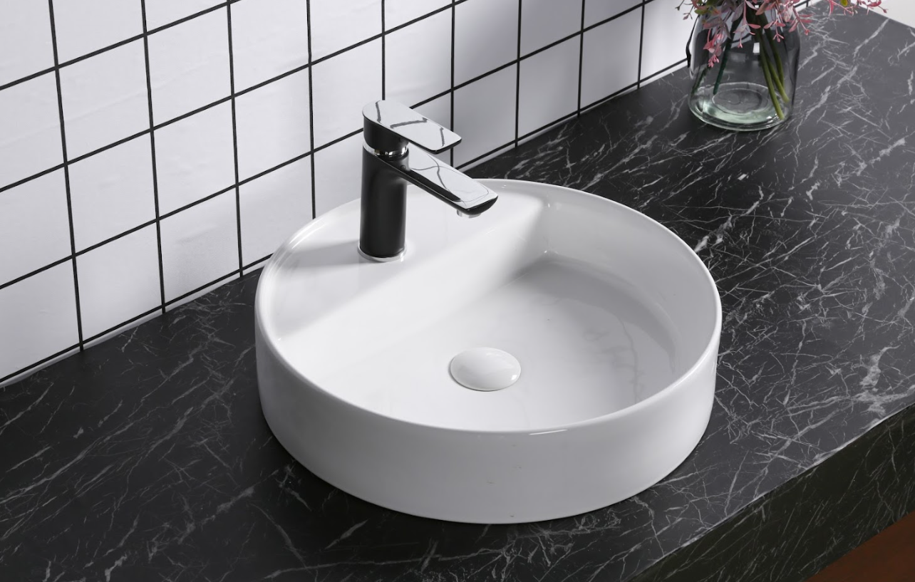 Infinity Gloss White Ceramic Round Above Counter Basin 450*450*110mm