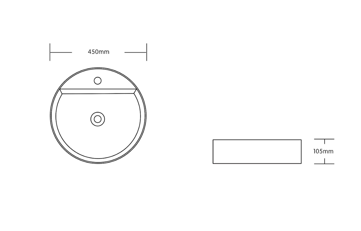 Infinity Gloss White Ceramic Round Above Counter Basin 450*450*110mm