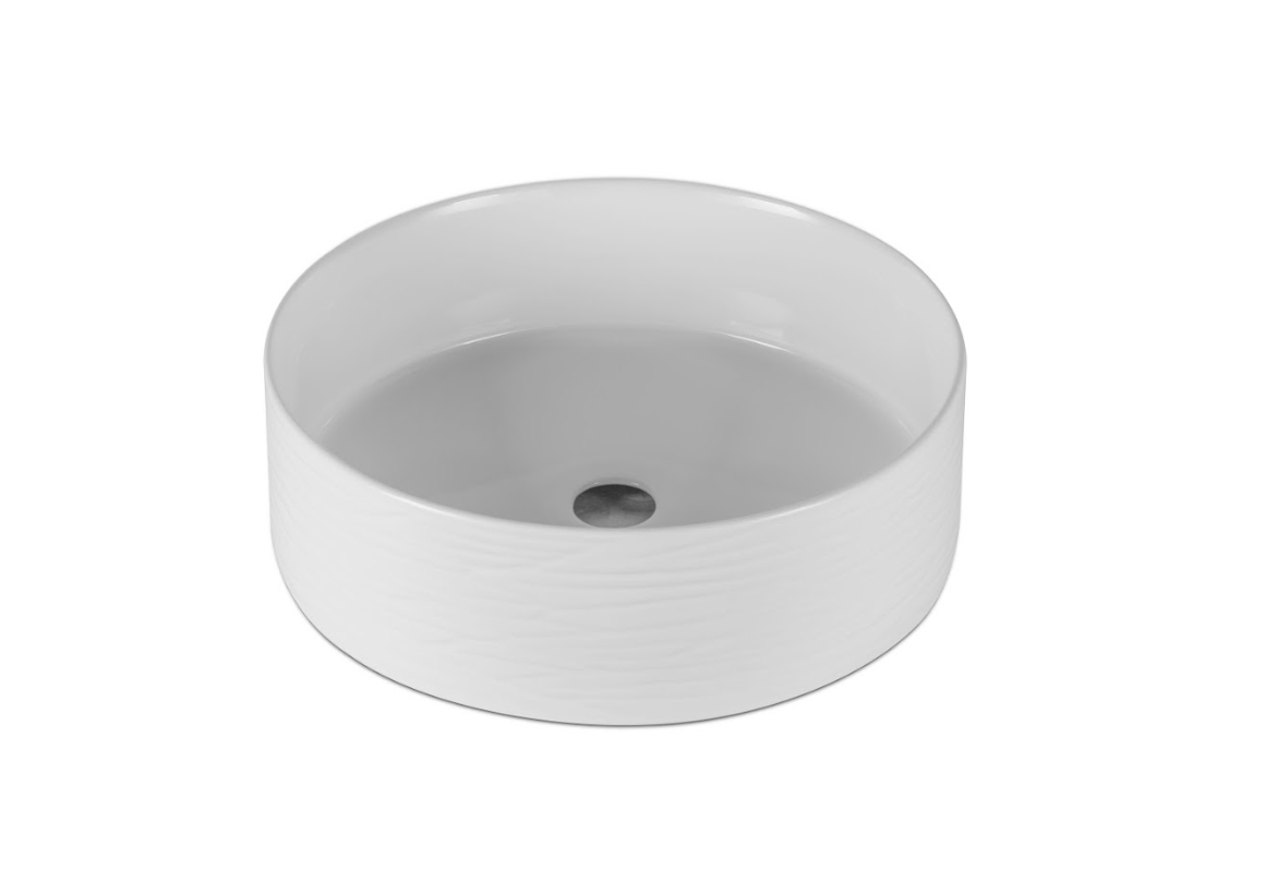 Infinity Gloss White Ceramic Stripe Pattern Round Above Counter Basin 400*400*130mm