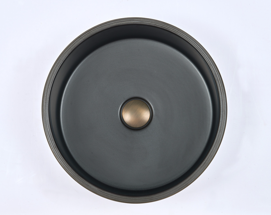 Infinity Stripe Pattern Interior Porcelain Round Above Counter Art Basin 410*410*150mm