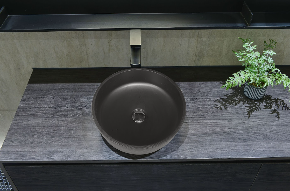 Infinity Stripe Pattern Interior Porcelain Round Above Counter Art Basin 410*410*150mm