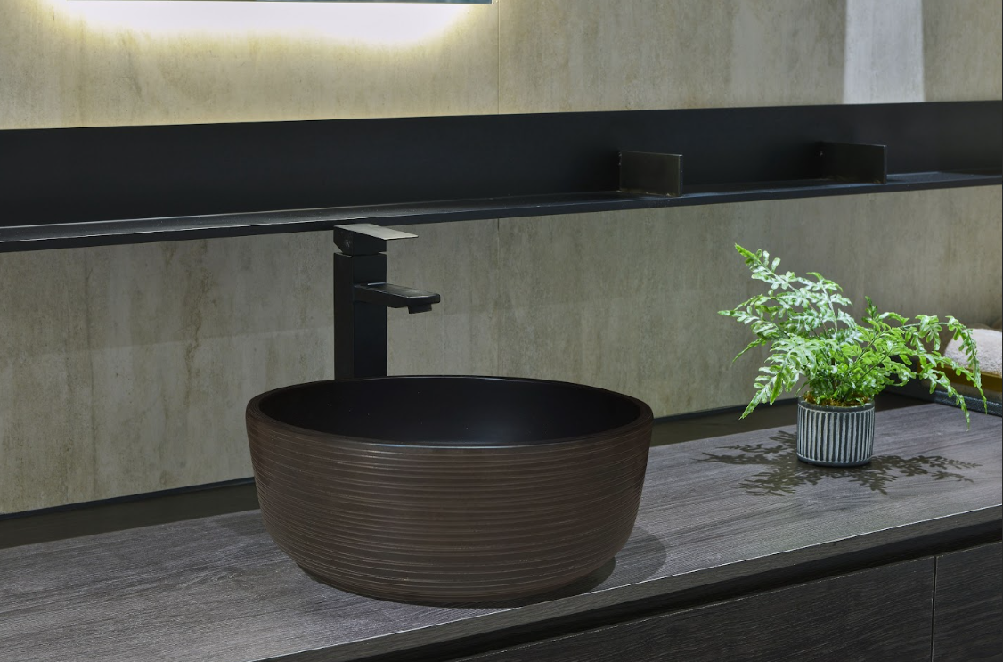 Infinity Stripe Pattern Interior Porcelain Round Above Counter Art Basin 410*410*150mm