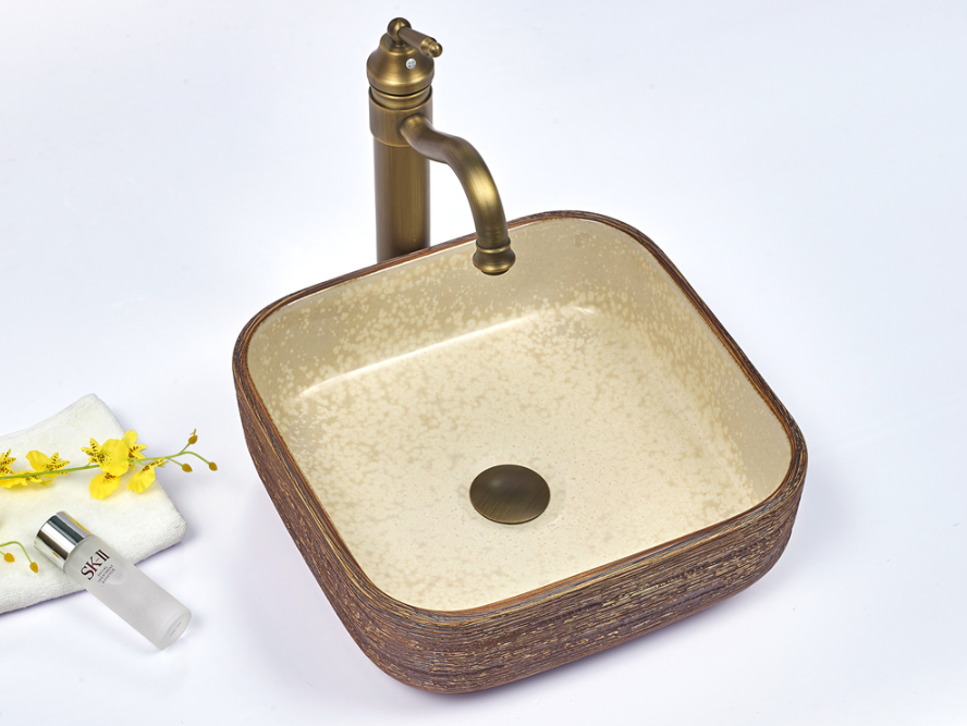 Infinity Brown Porcelain Square Above Counter Art Basin 390*390*140mm