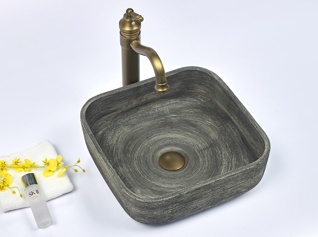 Infinity Grey Porcelain Square Above Counter Art Basin 390*390*140mm