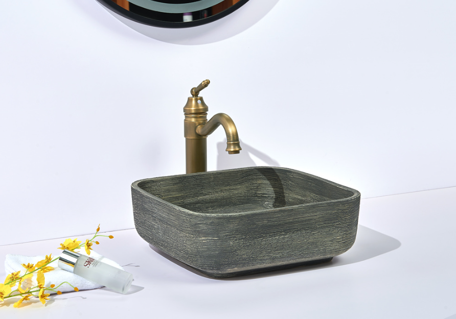 Infinity Grey Porcelain Square Above Counter Art Basin 390*390*140mm