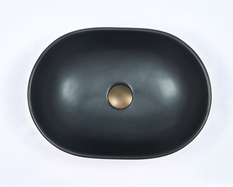 Infinity Black Interior Porcelain Oval Above Counter Art Basin 475*340*130mm