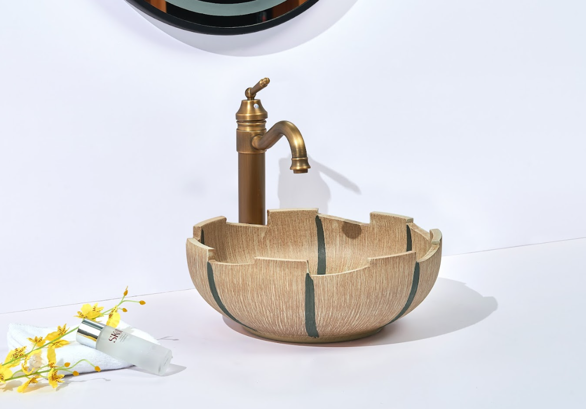 Infinity Yellow Porcelain Round Above Counter Art Basin 410*410*150mm