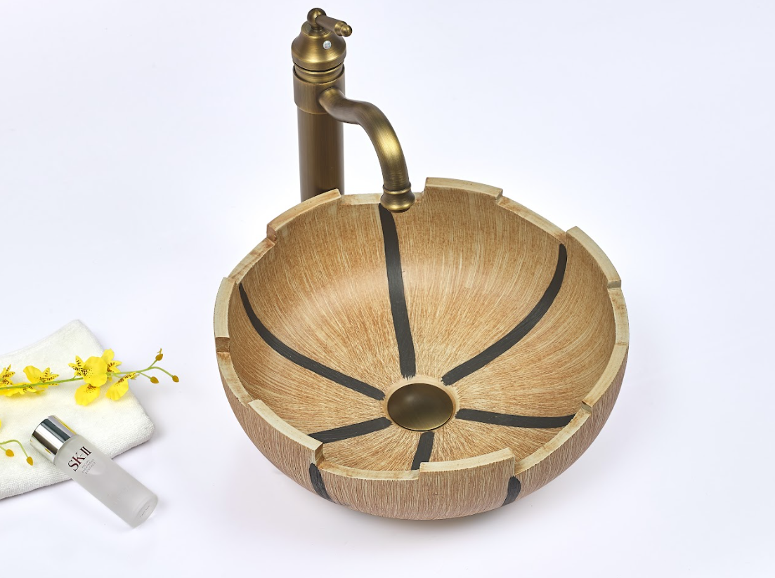 Infinity Yellow Porcelain Round Above Counter Art Basin 410*410*150mm