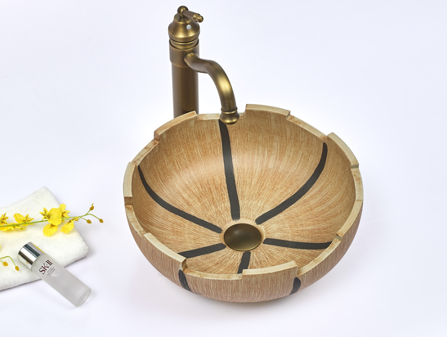 Infinity Yellow Porcelain Round Above Counter Art Basin 410*410*150mm