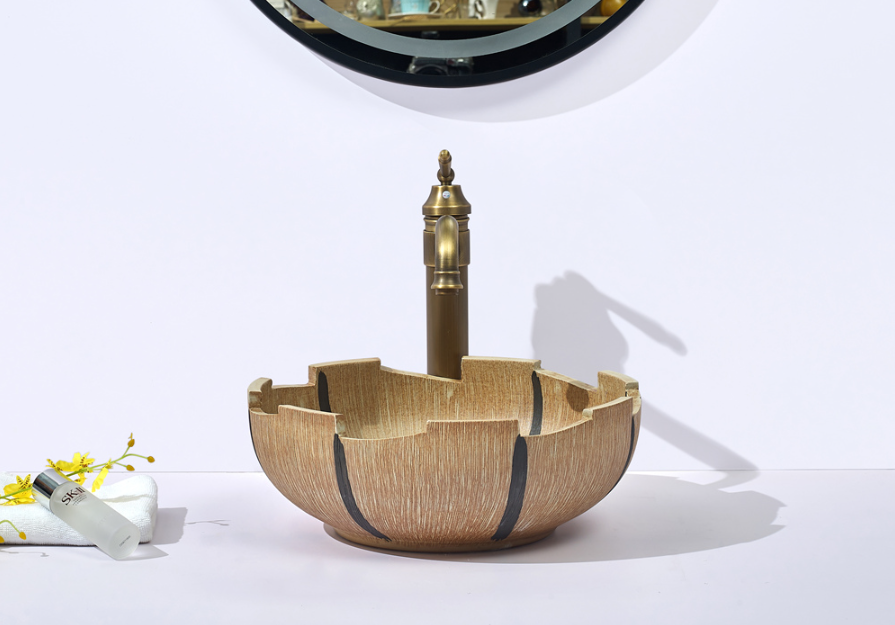 Infinity Yellow Porcelain Round Above Counter Art Basin 410*410*150mm