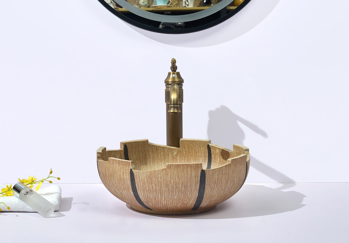 Infinity Yellow Porcelain Round Above Counter Art Basin 410*410*150mm