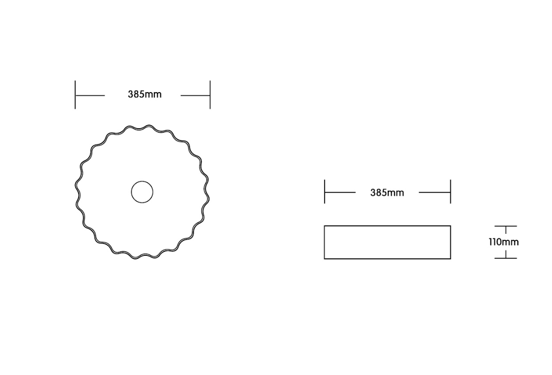 Infinity Gloss White Ceramic Round Above Counter Art Basin 385*385*110mm