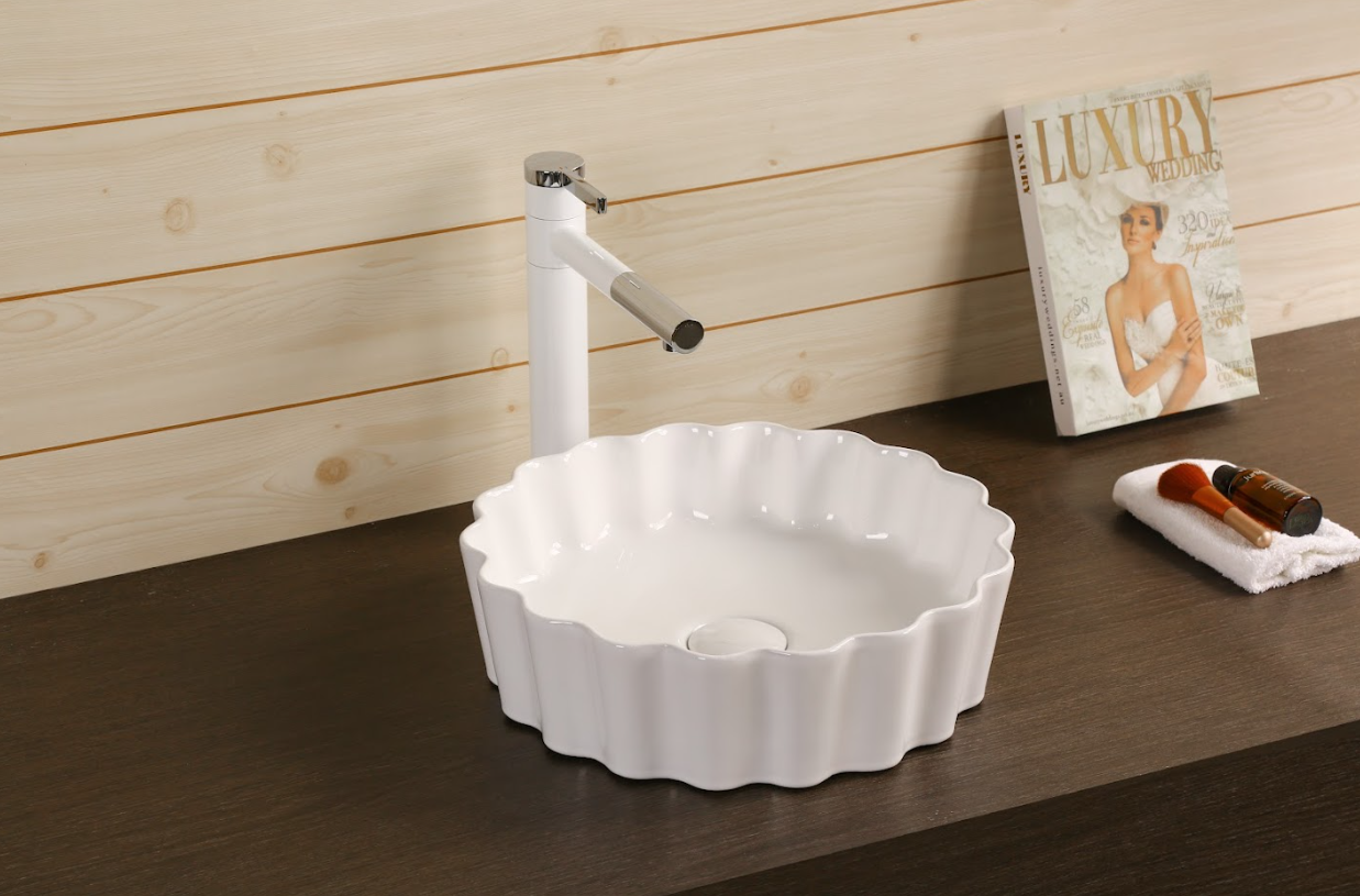 Infinity Gloss White Ceramic Round Above Counter Art Basin 385*385*110mm