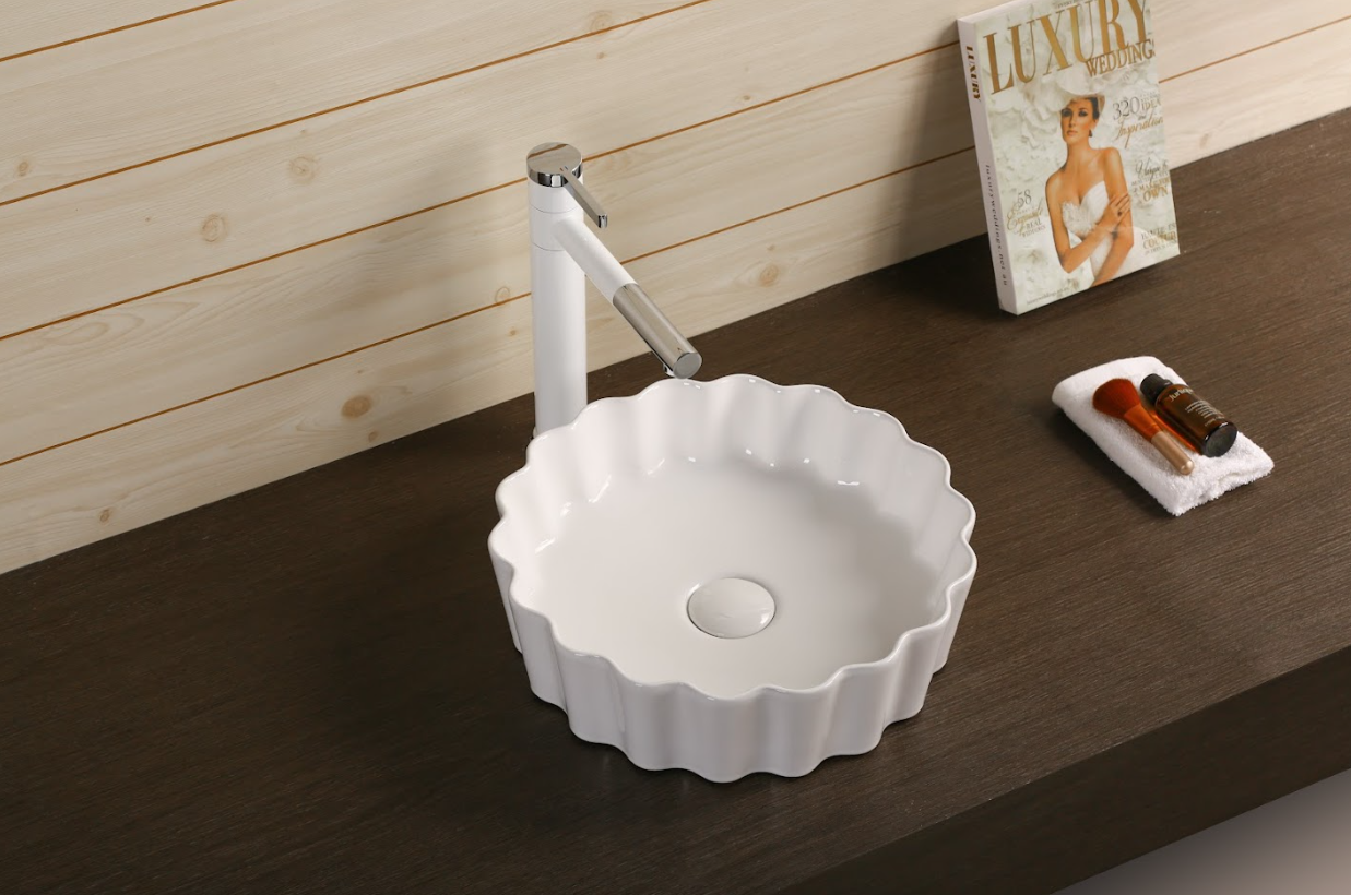Infinity Gloss White Ceramic Round Above Counter Art Basin 385*385*110mm