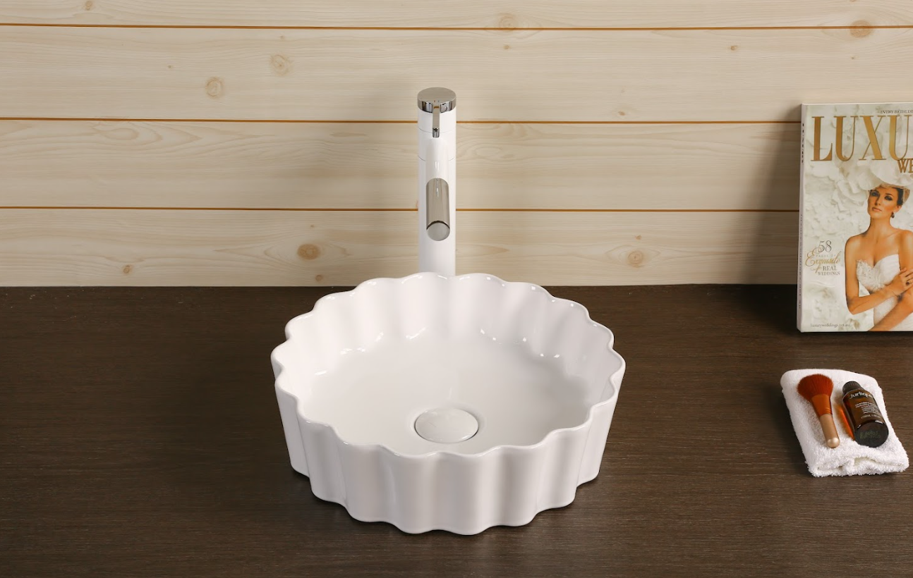 Infinity Gloss White Ceramic Round Above Counter Art Basin 385*385*110mm