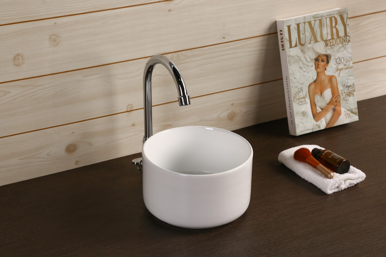 Infinity Gloss White Ceramic Round Above Counter Art Basin 220*220*130mm