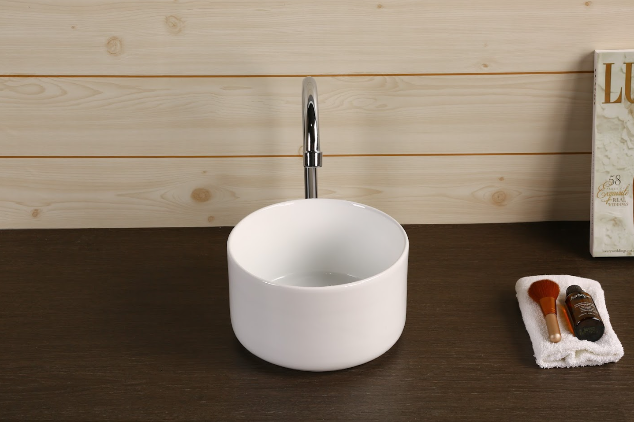 Infinity Gloss White Ceramic Round Above Counter Art Basin 220*220*130mm