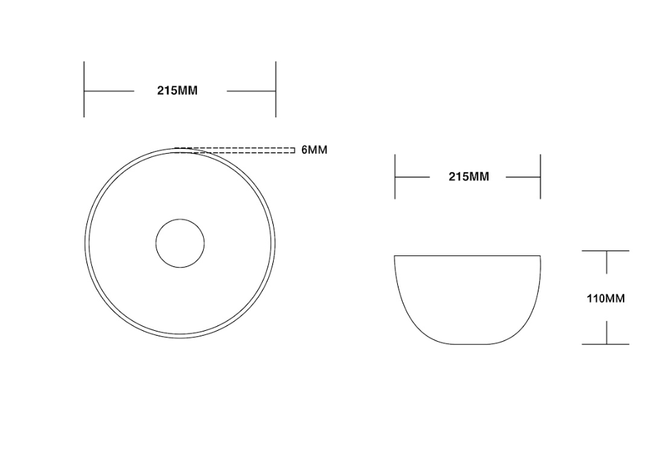 Infinity Round Gloss White Ceramic Above Counter Basin 215*215*110mm