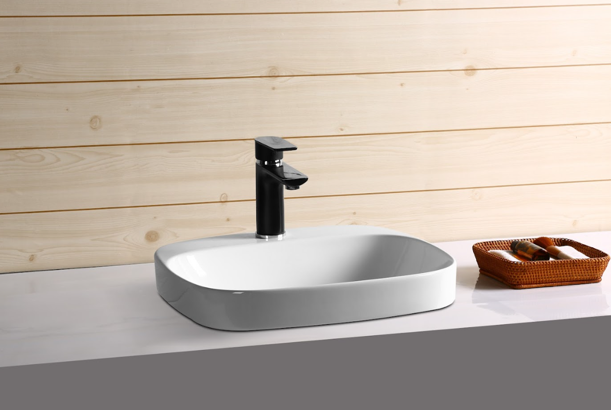 Infinity Gloss White Ceramic Square Insert Basin 420*420*155mm