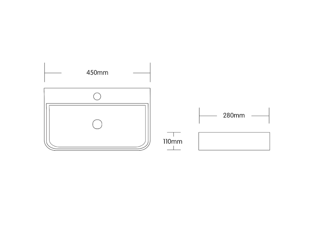 Infinity Rectangle Gloss White Ceramic Above Counter Basin 300*200*100mm