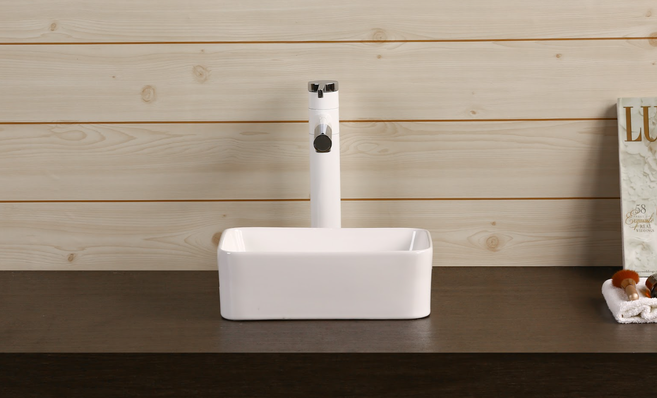 Infinity Rectangle Gloss White Ceramic Above Counter Basin 300*200*100mm