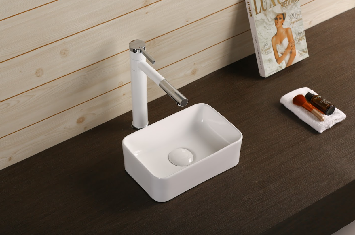 Infinity Rectangle Gloss White Ceramic Above Counter Basin 300*200*100mm