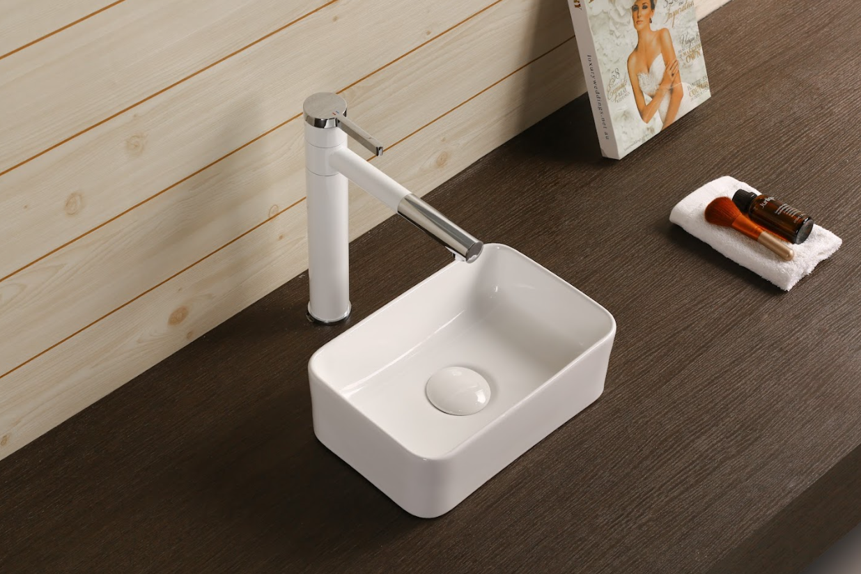 Infinity Rectangle Gloss White Ceramic Above Counter Basin 300*200*100mm