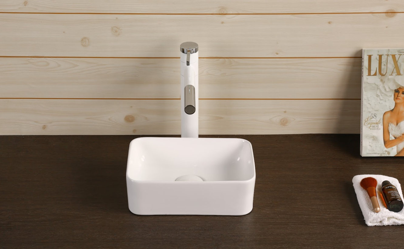 Infinity Rectangle Gloss White Ceramic Above Counter Basin 300*200*100mm