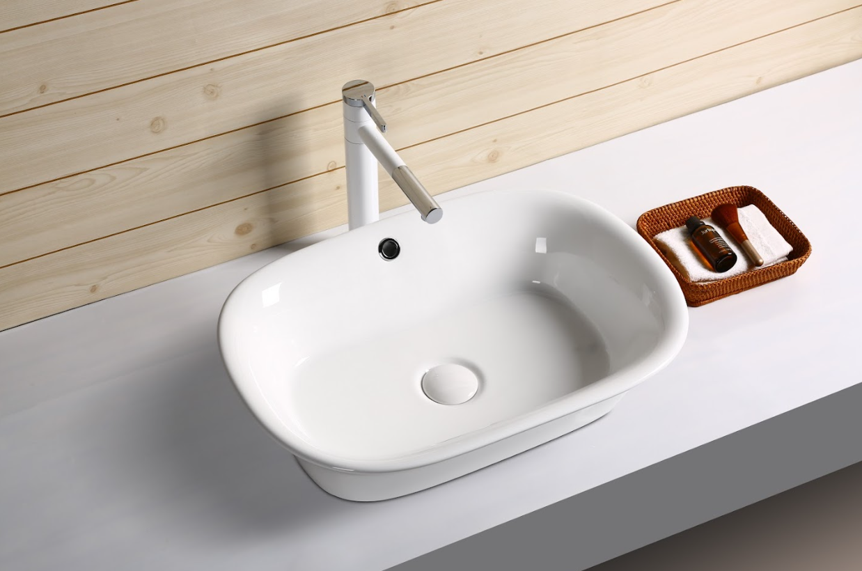 Infinity Gloss White Ceramic Rectangle Above Counter Basin 550*390*155mm