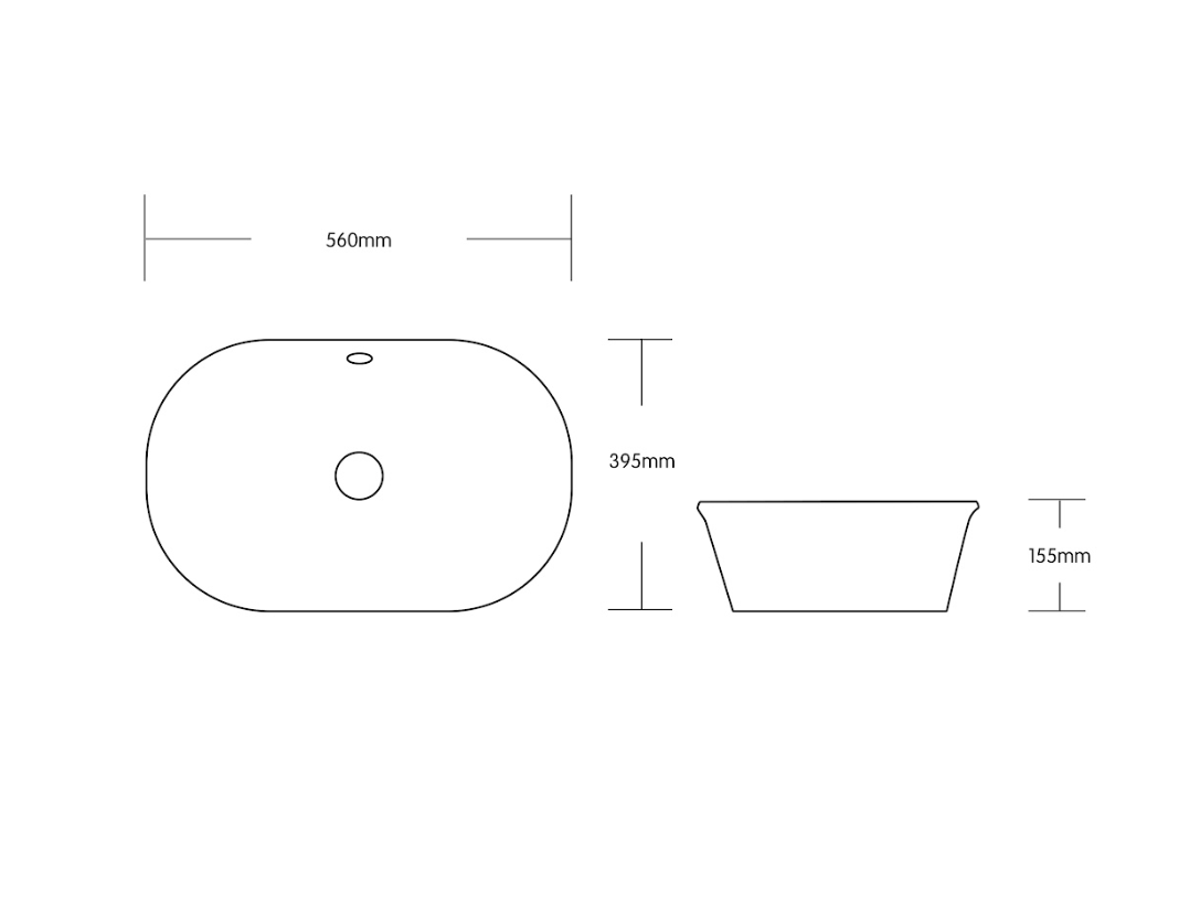Infinity Gloss White Ceramic Rectangle Above Counter Basin 550*390*155mm