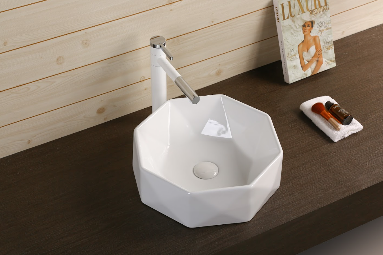 Infinity Round / Diamond Gloss White Ceramic Above Counter Basin 420*420*130mm