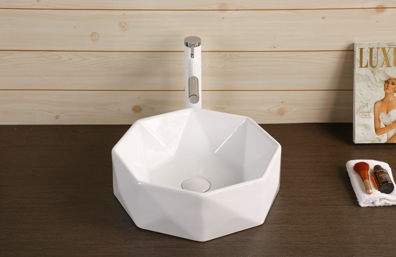 Infinity Round / Diamond Gloss White Ceramic Above Counter Basin 420*420*130mm