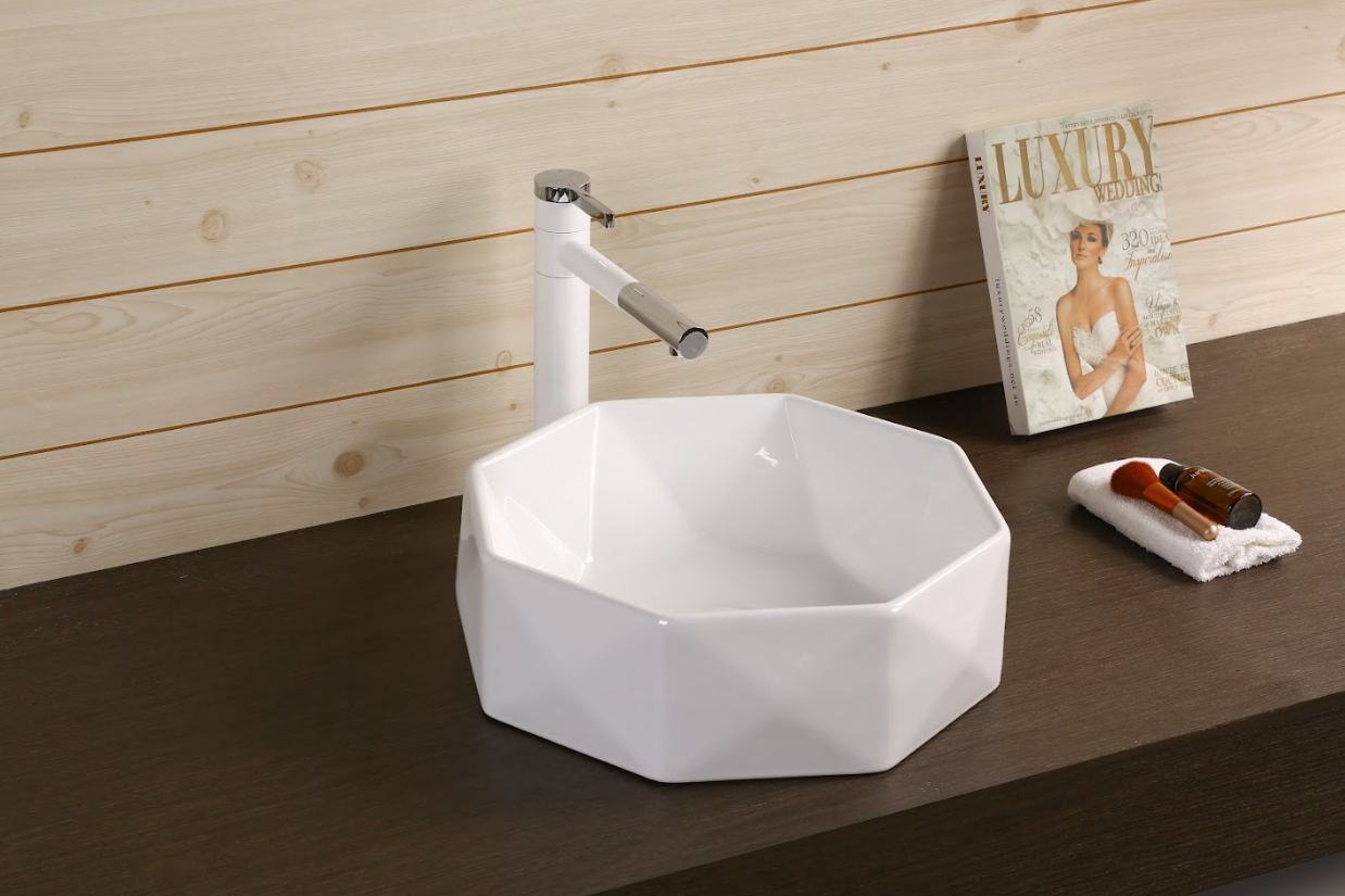 Infinity Round / Diamond Gloss White Ceramic Above Counter Basin 420*420*130mm
