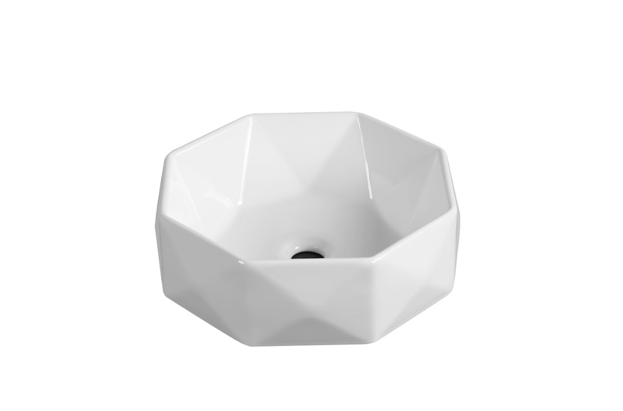Infinity Round / Diamond Gloss White Ceramic Above Counter Basin 420*420*130mm