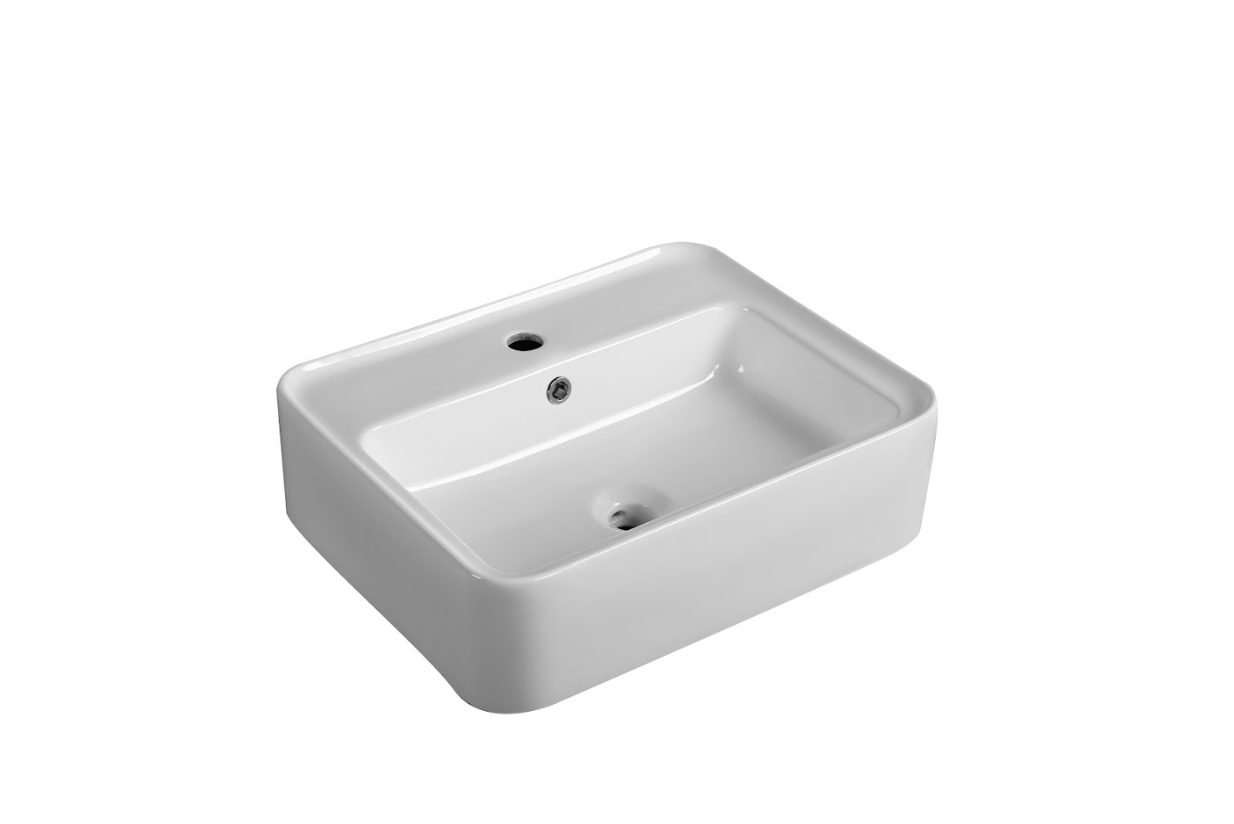 Infinity Rectangle Gloss White Ceramic Above Counter Basin 530*430*155mm