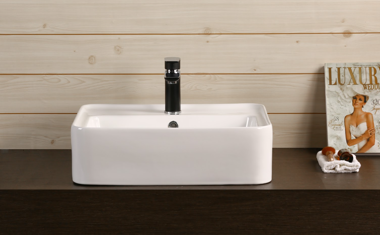 Infinity Rectangle Gloss White Ceramic Above Counter Basin 530*430*155mm