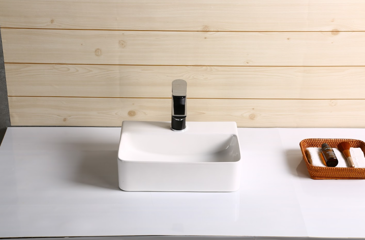 Infinity Rectangle Gloss White Ceramic Above Counter Basin 365*255*110mm