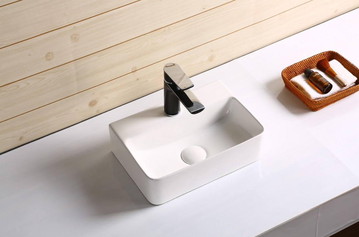 Infinity Rectangle Gloss White Ceramic Above Counter Basin 365*255*110mm