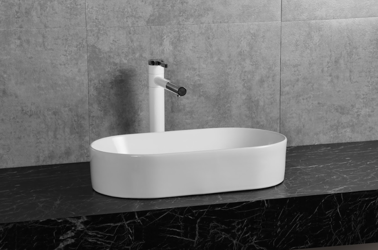 Infinity Oval Gloss White Ceramic Above Counter Basin 530*300*115mm