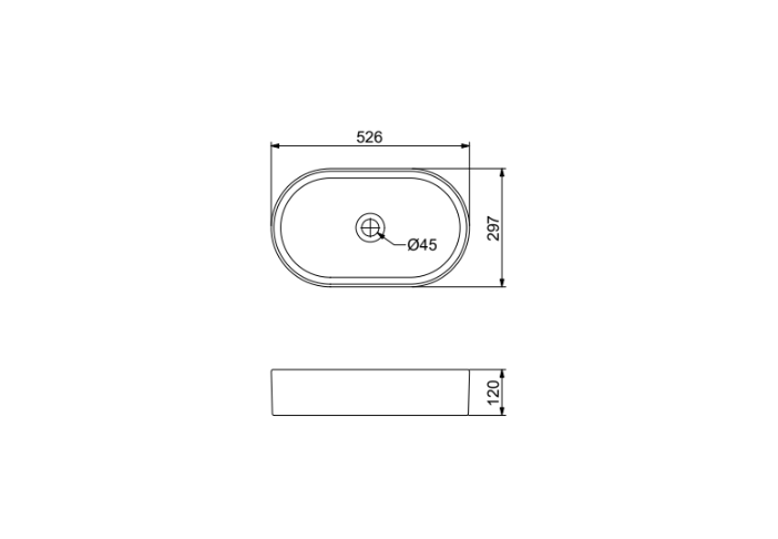 Infinity Oval Gloss White Ceramic Above Counter Basin 530*300*115mm