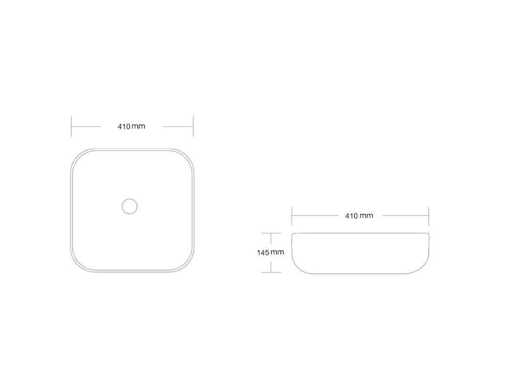 Infinity Square Gloss White Ceramic Above Counter Basin 410*410*145mm