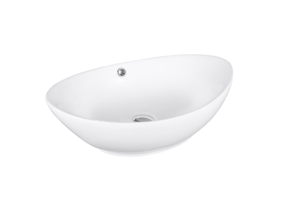 Infinity Oval Gloss White Ceramic Above Counter Basin 590*385*195mm