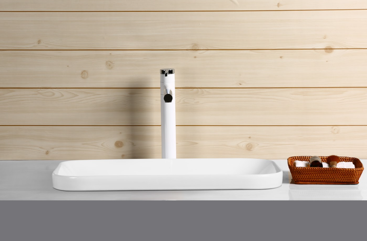 Infinity Rectangle Gloss White Ceramic Insert | Drop in Basin 528*368*140mm