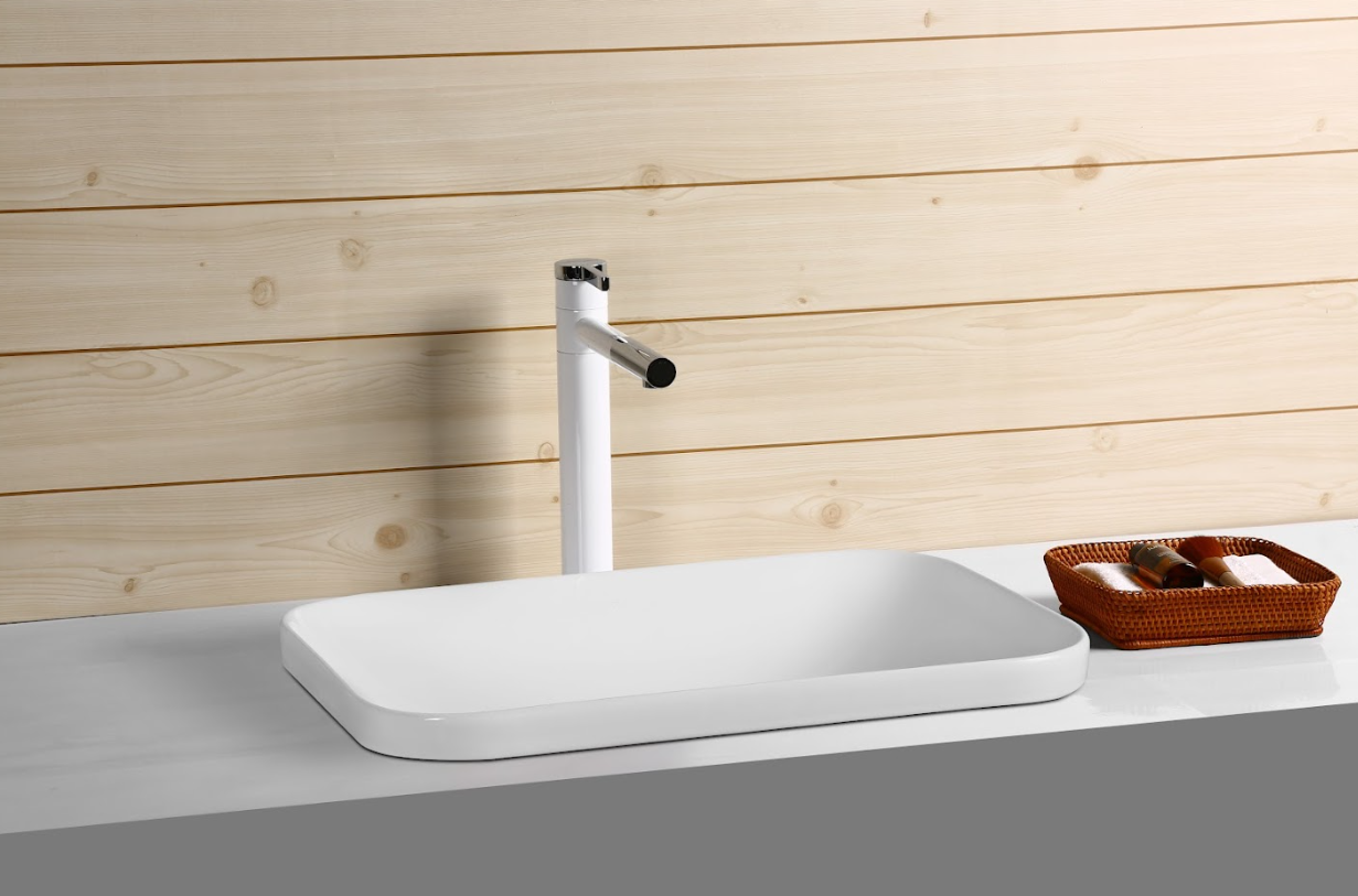 Infinity Rectangle Gloss White Ceramic Insert | Drop in Basin 528*368*140mm