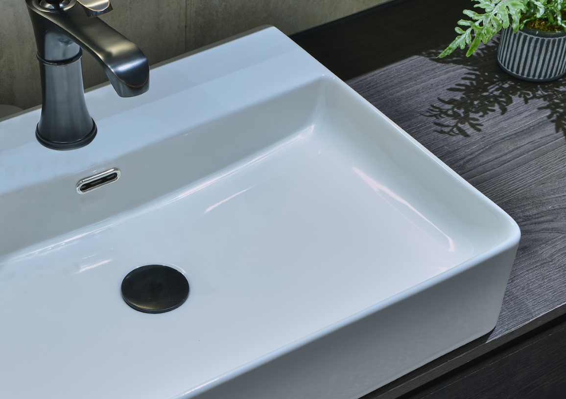 Infinity Rectangle Gloss White Ceramic Above Counter Basin with 1 Tap Hole 600*420*130mm