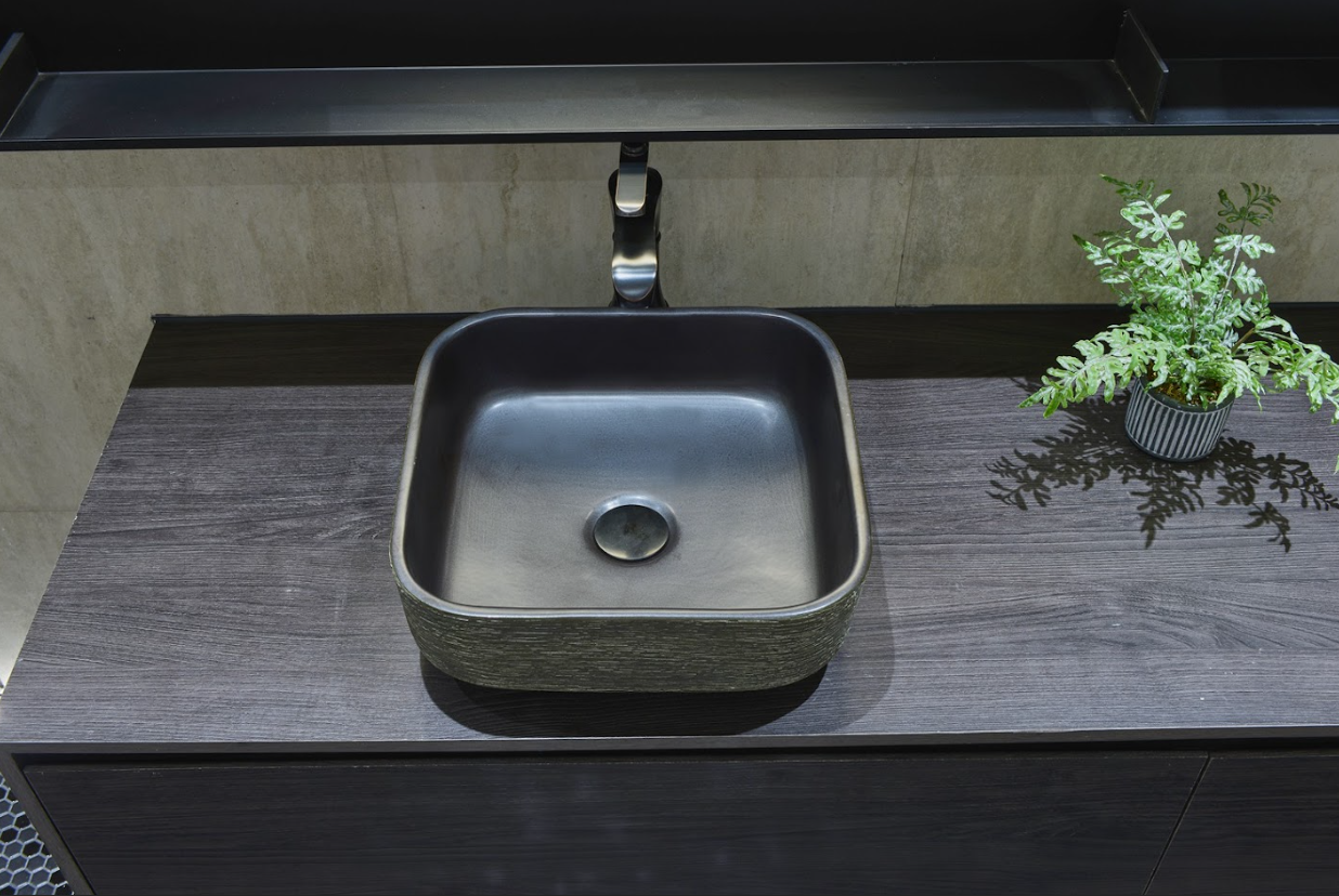 Infinity Dark Green Porcelain Square Above Counter Art Basin 380*380*140mm