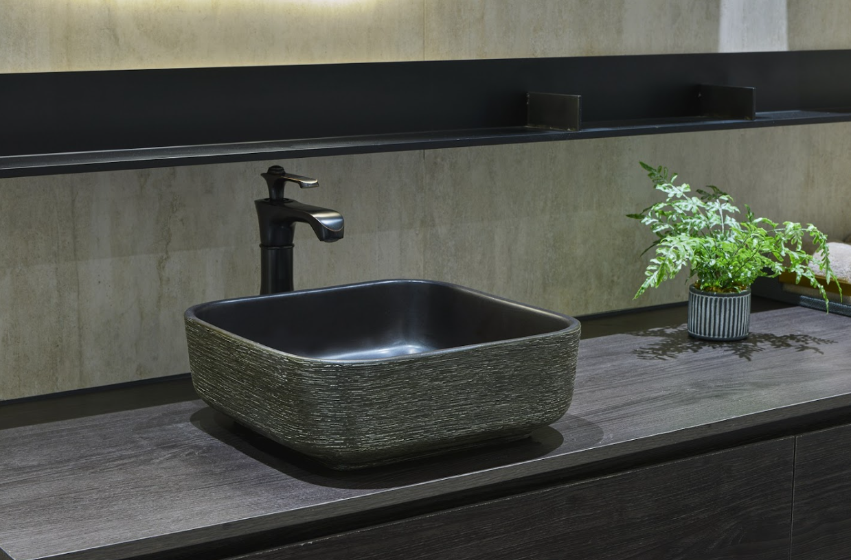 Infinity Dark Green Porcelain Square Above Counter Art Basin 380*380*140mm