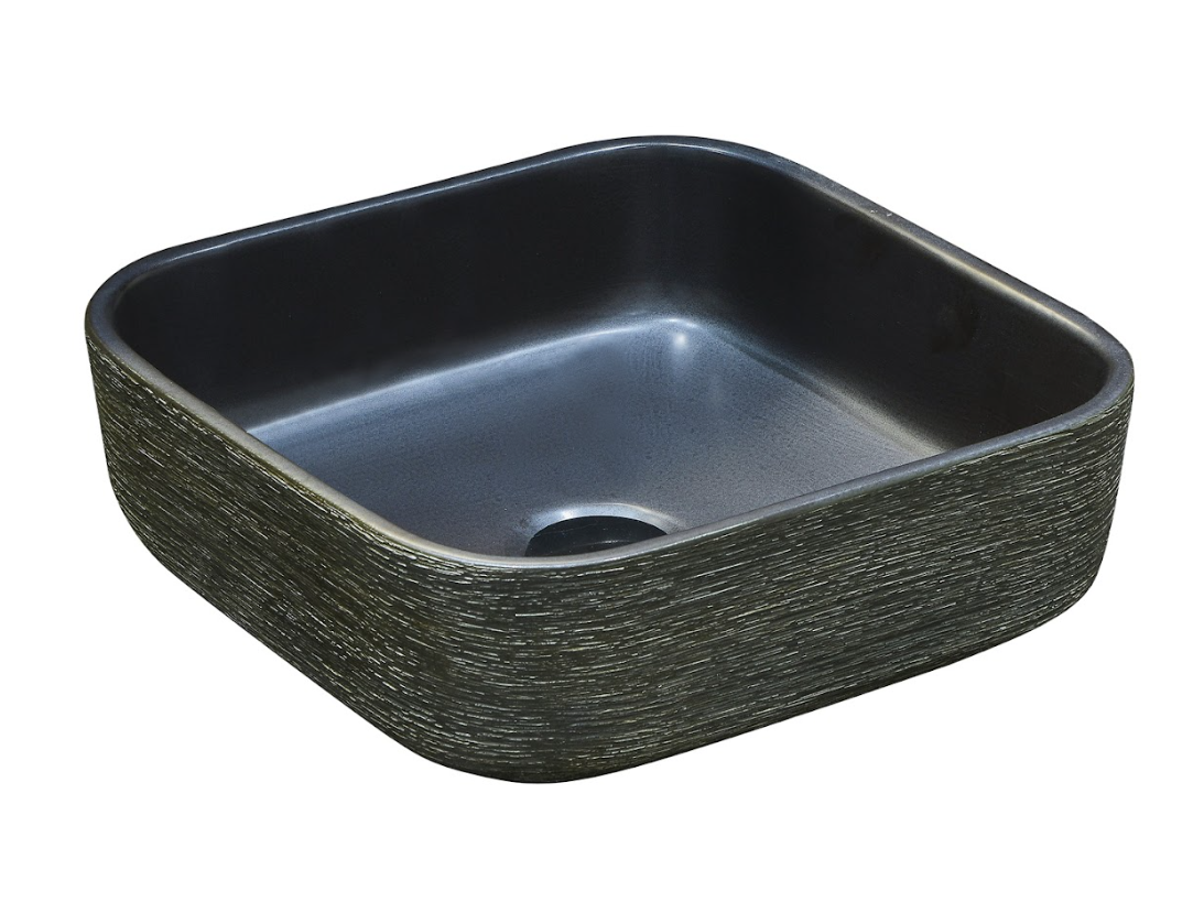 Infinity Dark Green Porcelain Square Above Counter Art Basin 380*380*140mm