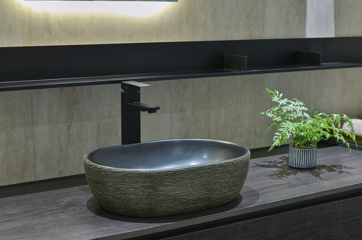 Infinity Dark Green Porcelain Oval Above Counter Art Basin 475*340*130mm