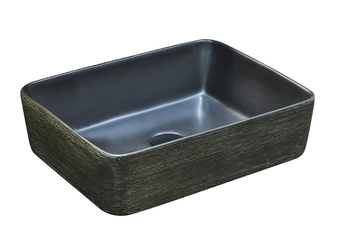 Infinity Dark Green Porcelain Rectangle Above Counter Art Basin 470*365*130mm